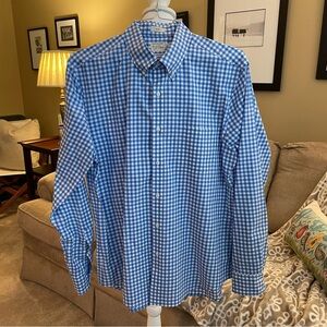 J Crew Blue White Check Button Down Shirt Size L Slim